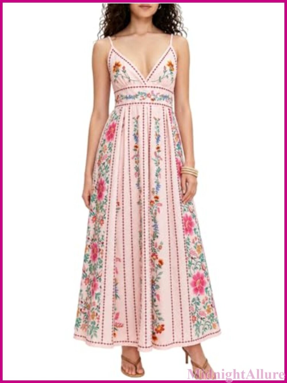 Boho Floral Print Maxi Dress Sleeveless Backless V-Neck High Waist A-Line